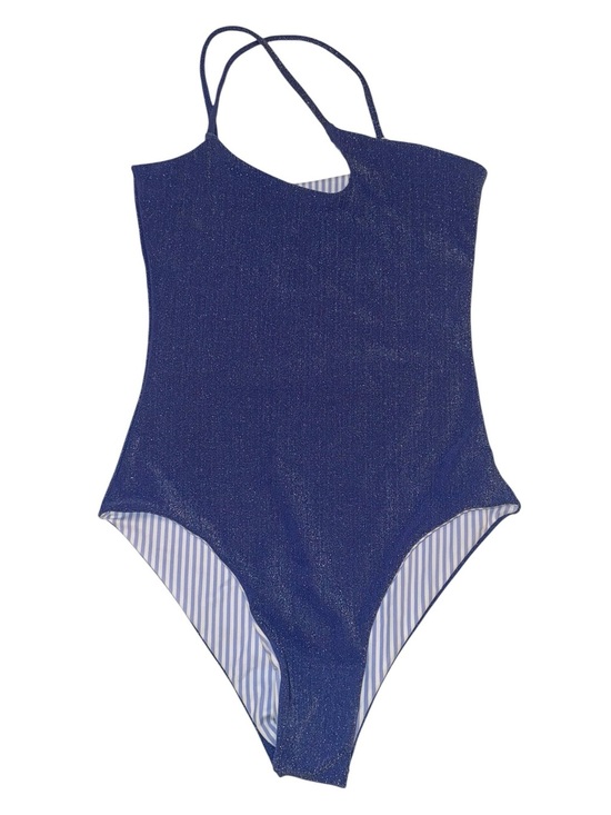 Other - Reversible Blue Stripe One Piece Swimsuit Sparkle Navy Fits Like Med